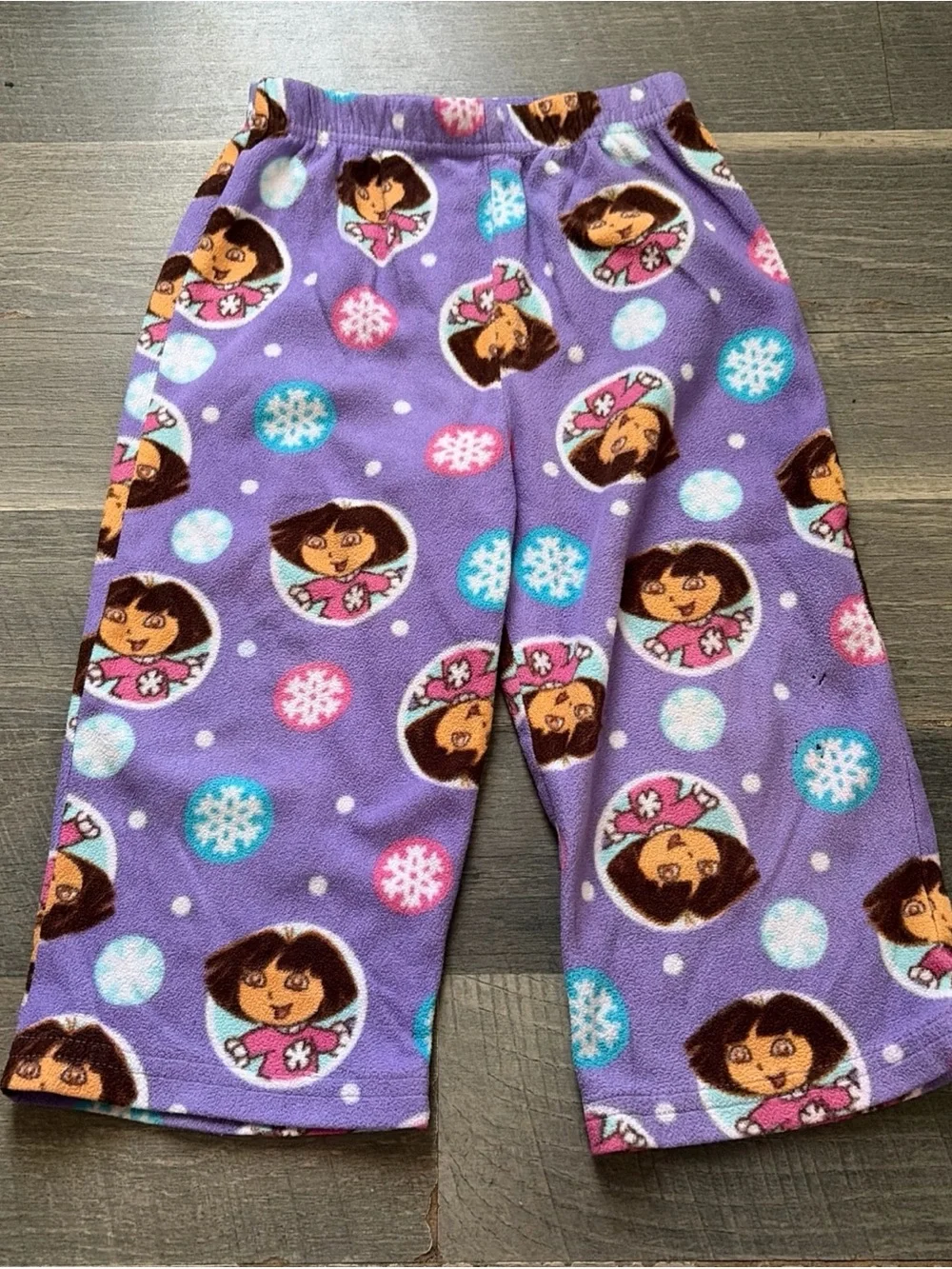 Nickelodeon Dora Purple Fleece Pajama Pants Girls Cartoon Winter Size 3T